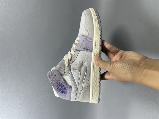 Women Running Weapon Air Jordan 1 Grey/Purple Shoes 513